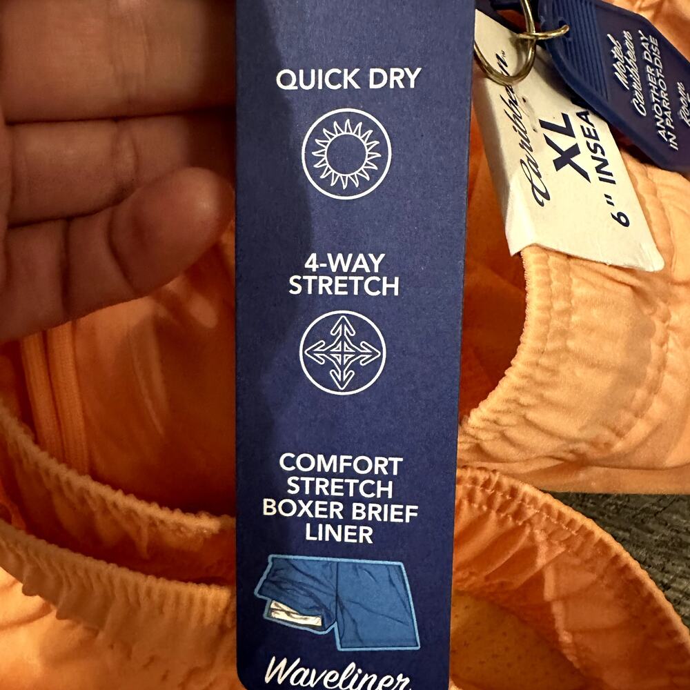 Caribbean Men's Light Orange Boxer Brief Liner Swim Trunks Shorts Size XL NWT - Picture 5 of 6